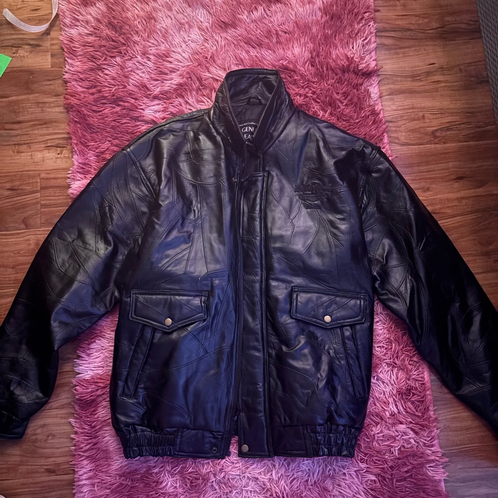 OP Black Leather Bomber Jacket